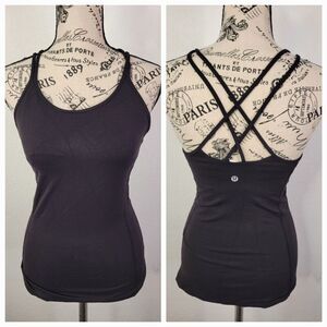 Lululemon Tank Top Womens Sz 4 Free To Be Strappy Racer Back Black W1BTLS